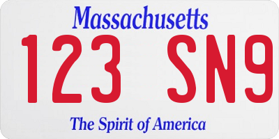 MA license plate 123SN9