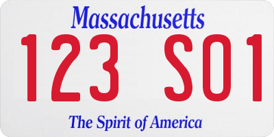MA license plate 123SO1