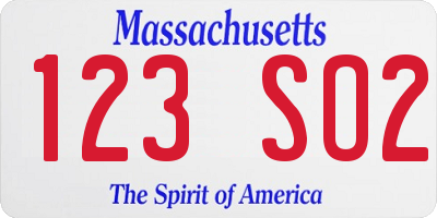 MA license plate 123SO2