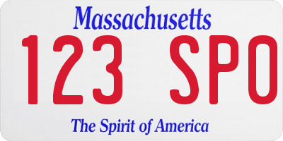 MA license plate 123SP0