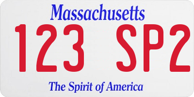 MA license plate 123SP2
