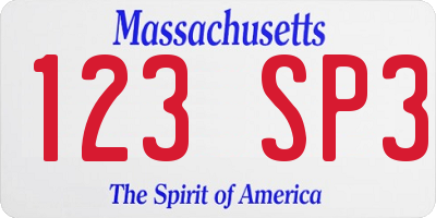 MA license plate 123SP3