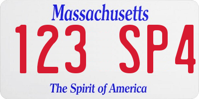 MA license plate 123SP4