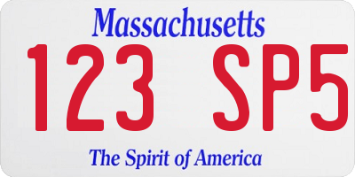 MA license plate 123SP5