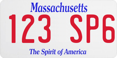 MA license plate 123SP6