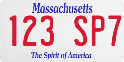 MA license plate 123SP7
