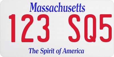 MA license plate 123SQ5