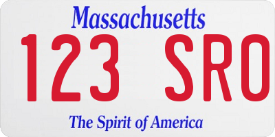 MA license plate 123SR0