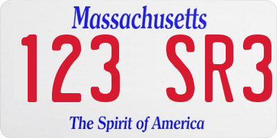 MA license plate 123SR3