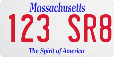 MA license plate 123SR8