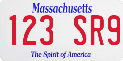 MA license plate 123SR9