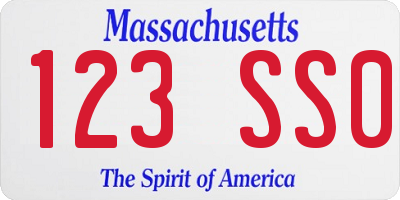 MA license plate 123SS0