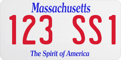 MA license plate 123SS1