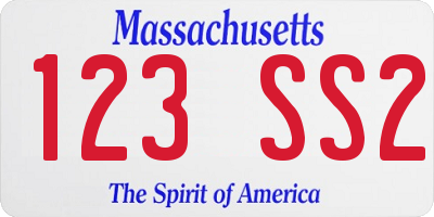 MA license plate 123SS2