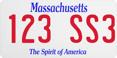 MA license plate 123SS3