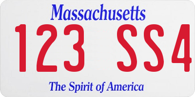 MA license plate 123SS4
