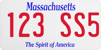 MA license plate 123SS5