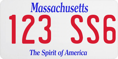 MA license plate 123SS6