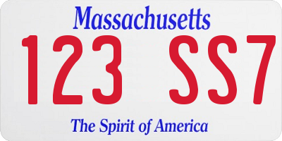 MA license plate 123SS7