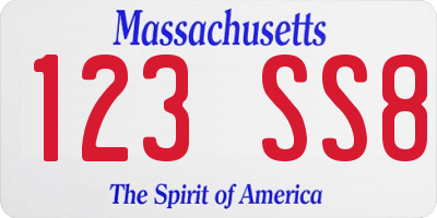 MA license plate 123SS8
