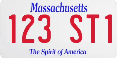 MA license plate 123ST1