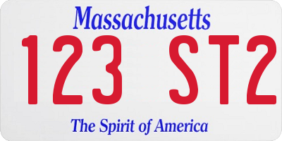 MA license plate 123ST2