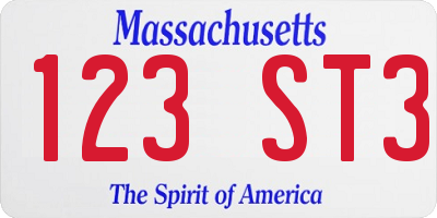 MA license plate 123ST3