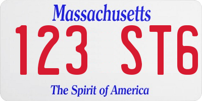 MA license plate 123ST6