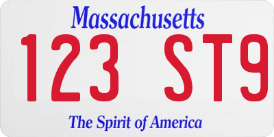 MA license plate 123ST9