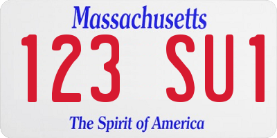 MA license plate 123SU1