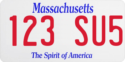 MA license plate 123SU5