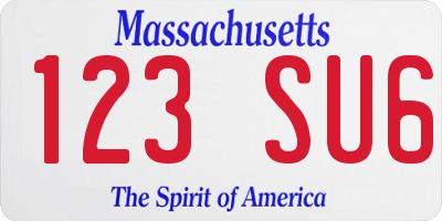 MA license plate 123SU6