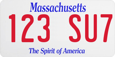 MA license plate 123SU7
