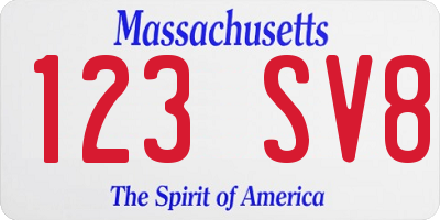 MA license plate 123SV8