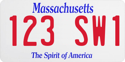 MA license plate 123SW1