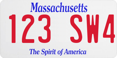 MA license plate 123SW4