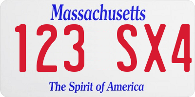 MA license plate 123SX4