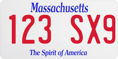 MA license plate 123SX9