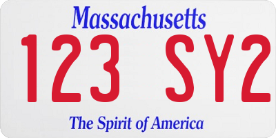 MA license plate 123SY2