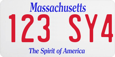 MA license plate 123SY4