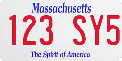 MA license plate 123SY5