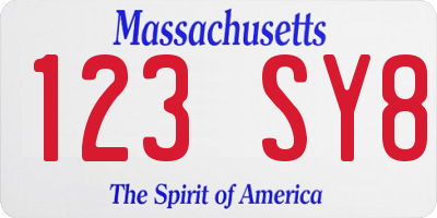 MA license plate 123SY8