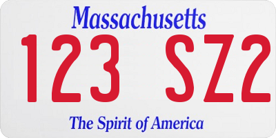MA license plate 123SZ2