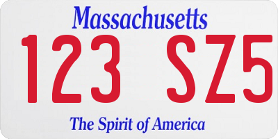 MA license plate 123SZ5