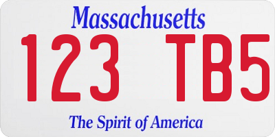 MA license plate 123TB5