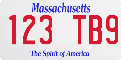 MA license plate 123TB9