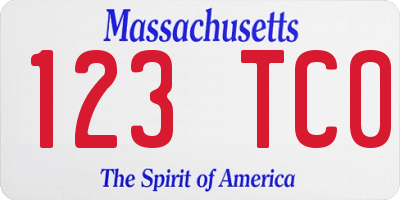 MA license plate 123TC0