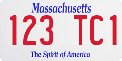 MA license plate 123TC1