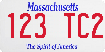 MA license plate 123TC2