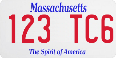 MA license plate 123TC6